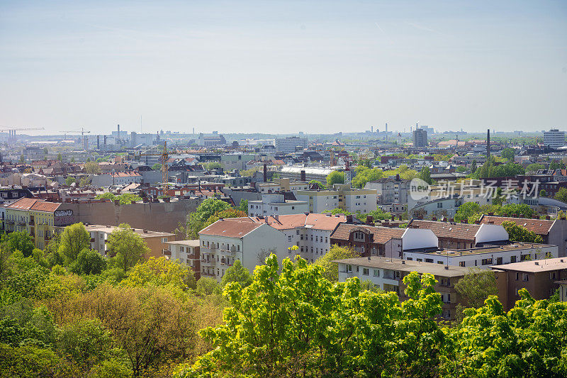 high angle view over berlin skyline at sunny day